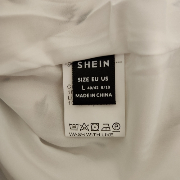 Shein Tiered Dress Cottagecore Cream Leaf Print, sz L - Picture 7 of 9